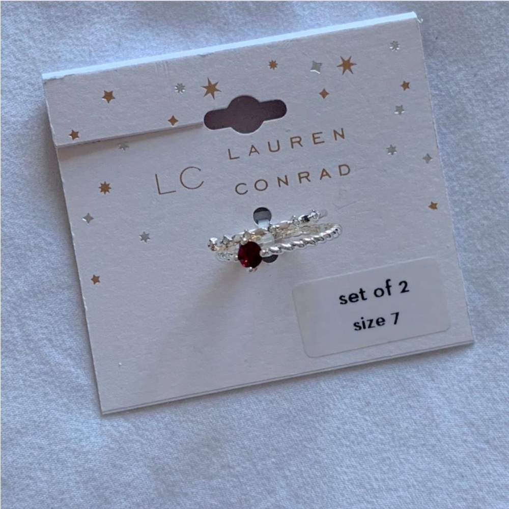 Lauren Conrad sets of two sterling silver rings size 7.